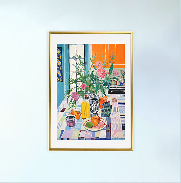 キッチンのアートポスター金フレームあり