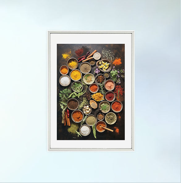 キッチンのアートポスター銀フレームあり