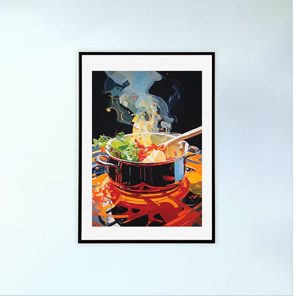 キッチンのアートポスター黒フレームあり
