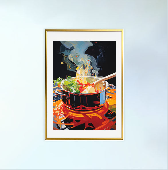 キッチンのアートポスター金フレームあり