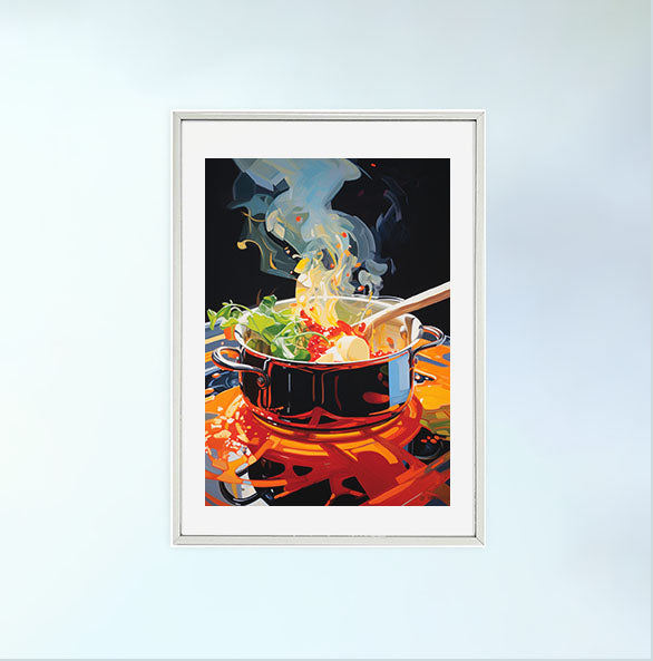 キッチンのアートポスター銀フレームあり