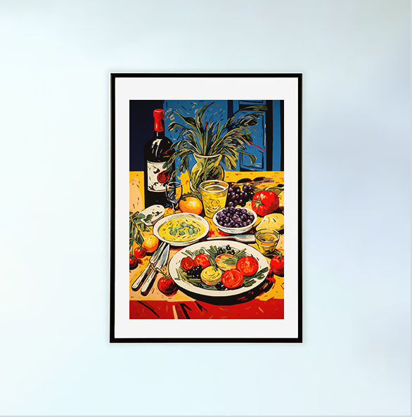 キッチンのアートポスター黒フレームあり