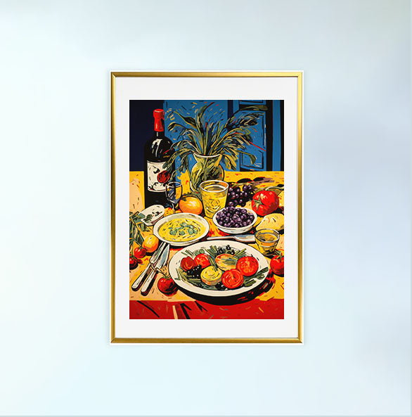 キッチンのアートポスター金フレームあり