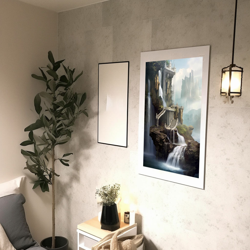 大瀑布のアートポスター廊下配置イメージ