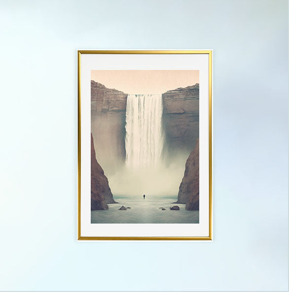 大瀑布のアートポスター金フレームあり