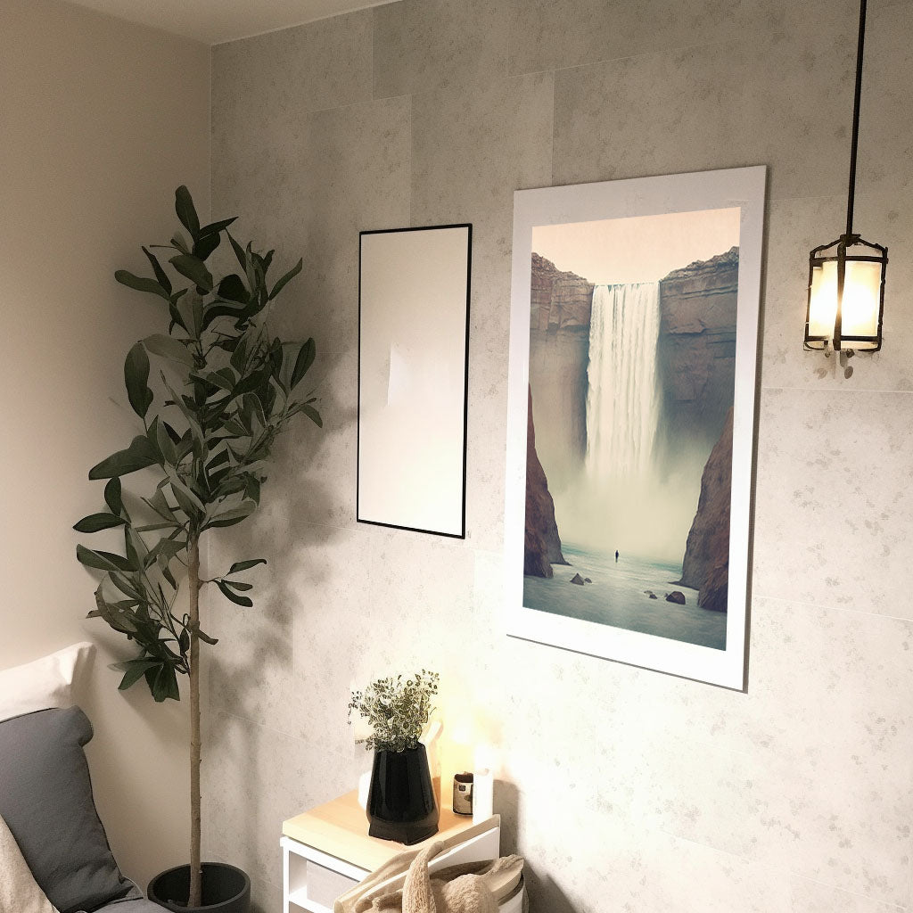 大瀑布のアートポスター廊下配置イメージ