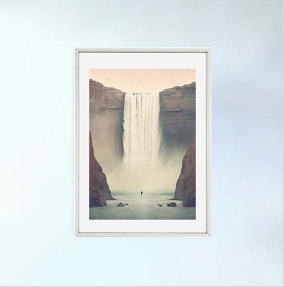 大瀑布のアートポスター銀フレームあり