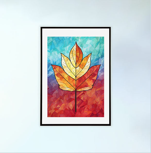 葉っぱのアートポスター黒フレームあり