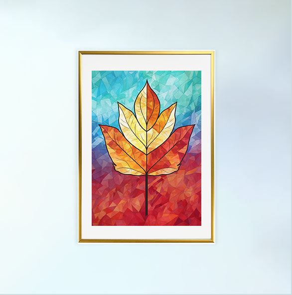 葉っぱのアートポスター金フレームあり