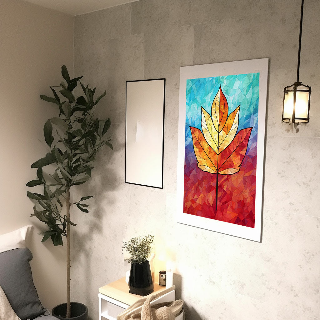 葉っぱのアートポスター廊下配置イメージ