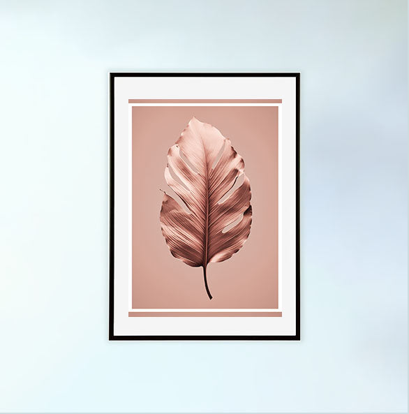 葉っぱのアートポスター黒フレームあり