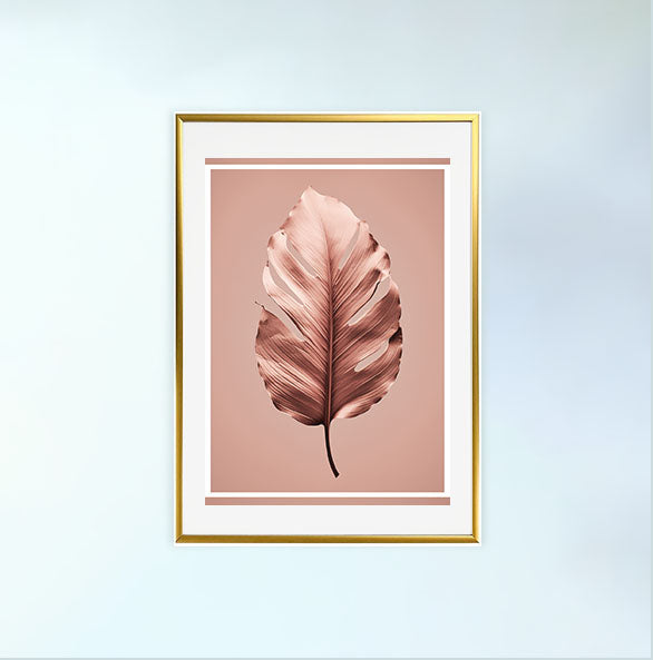 葉っぱのアートポスター金フレームあり