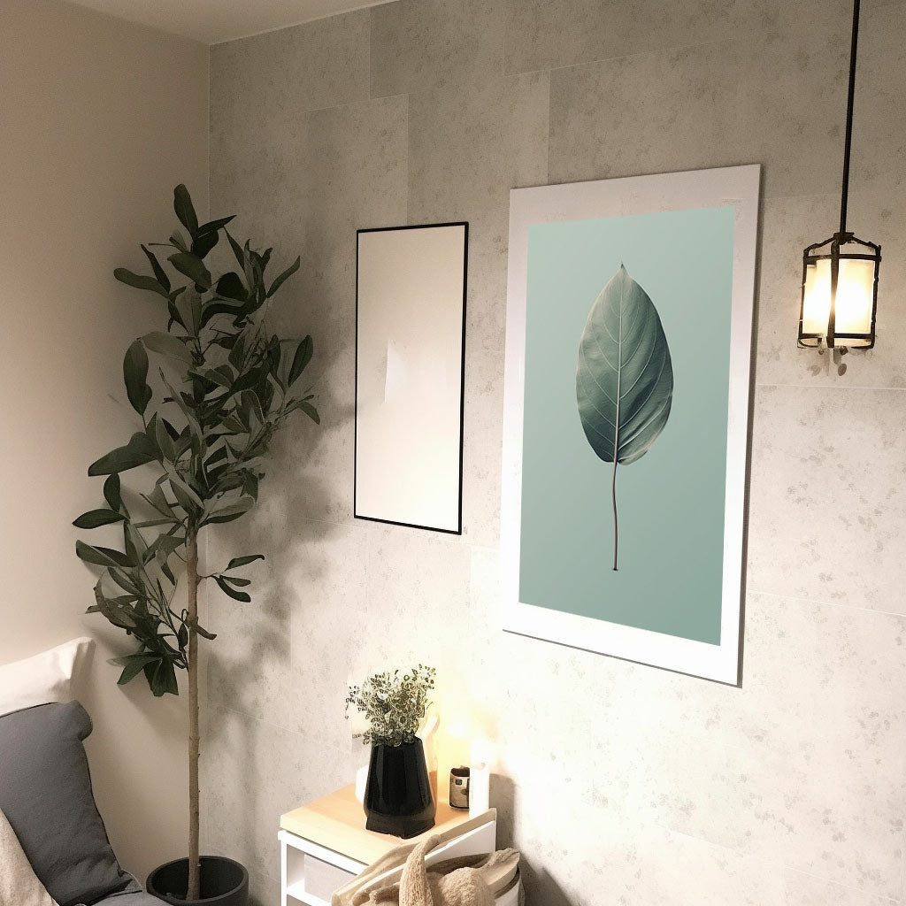 葉っぱのアートポスター廊下配置イメージ