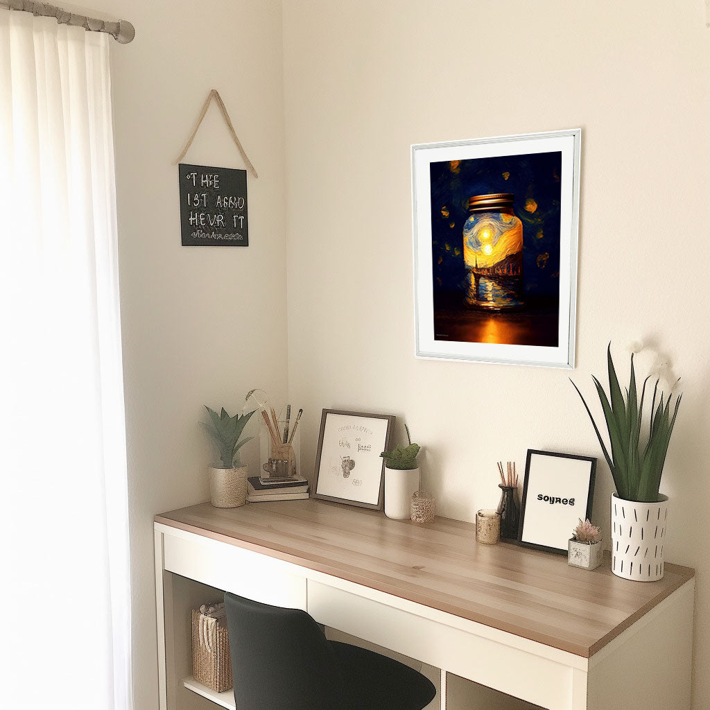 ホタルのアートポスター机配置イメージ