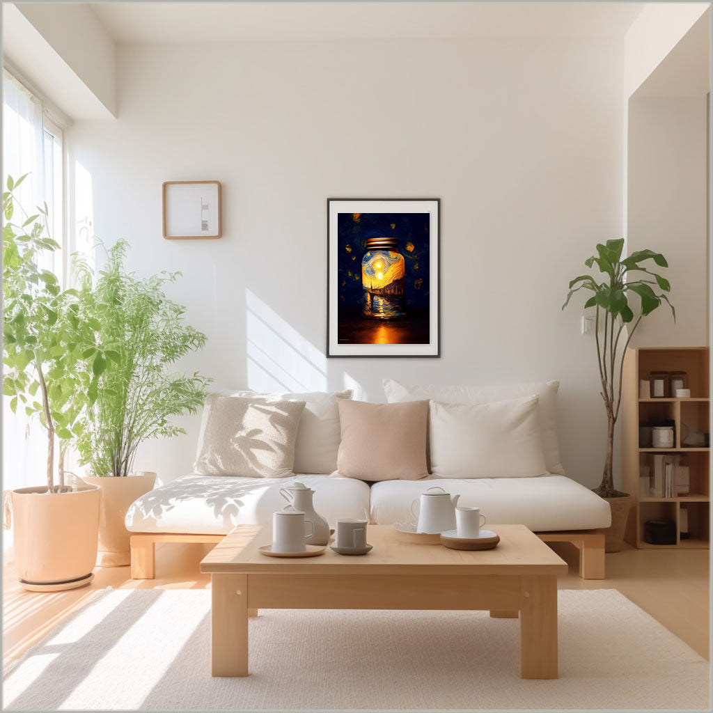 ホタルのアートポスターリビング配置イメージ