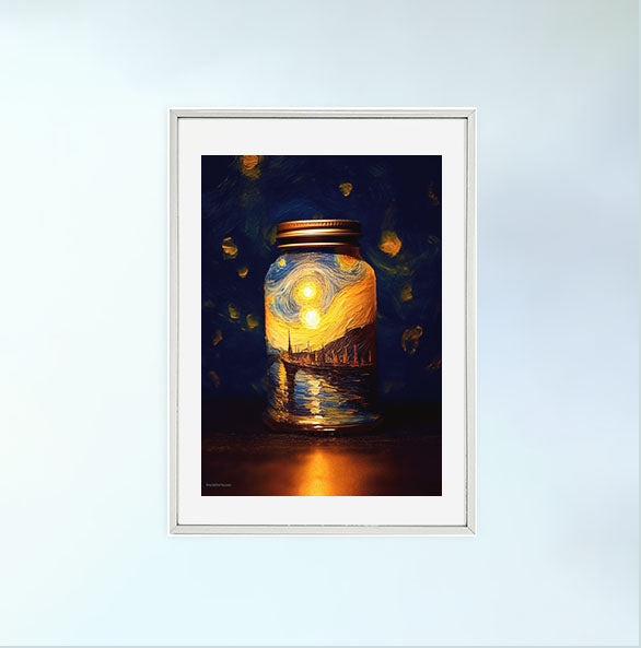 ホタルのアートポスター銀フレームあり