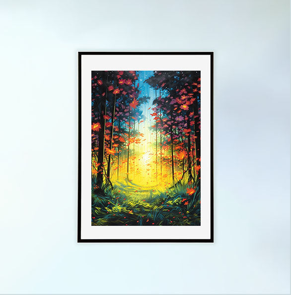 ホタルのアートポスター黒フレームあり