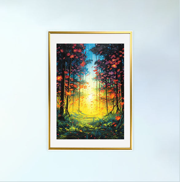 ホタルのアートポスター金フレームあり