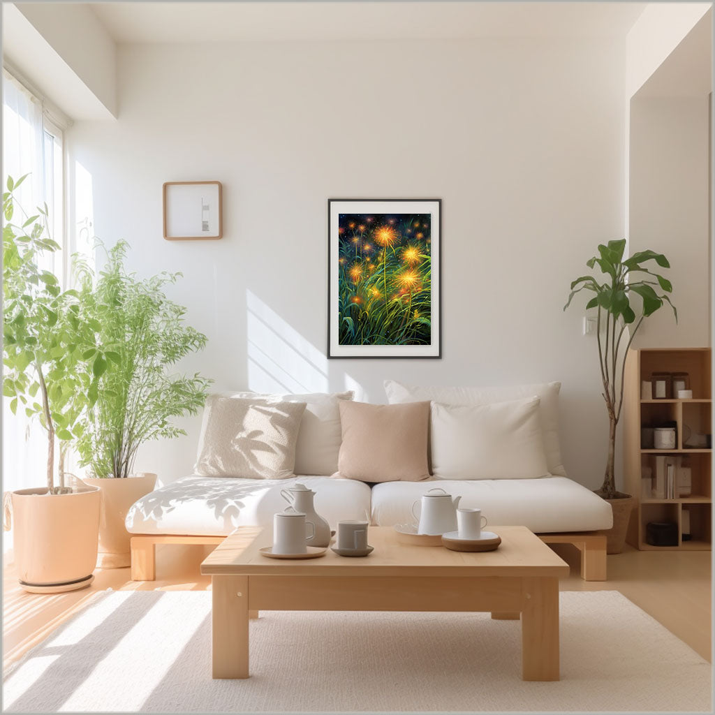 ホタルのアートポスターリビング配置イメージ