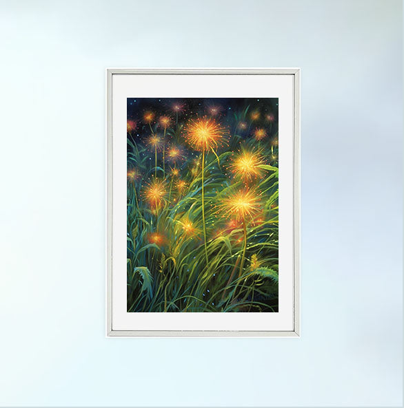 ホタルのアートポスター銀フレームあり