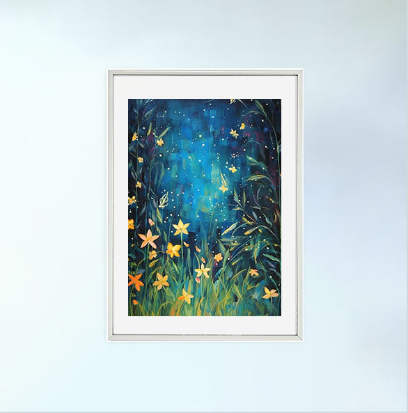 ホタルのアートポスター銀フレームあり