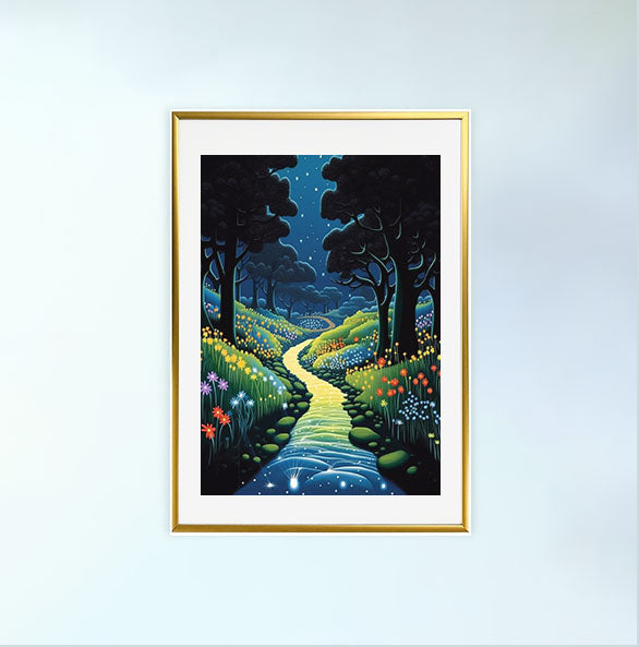 ホタルのアートポスター金フレームあり