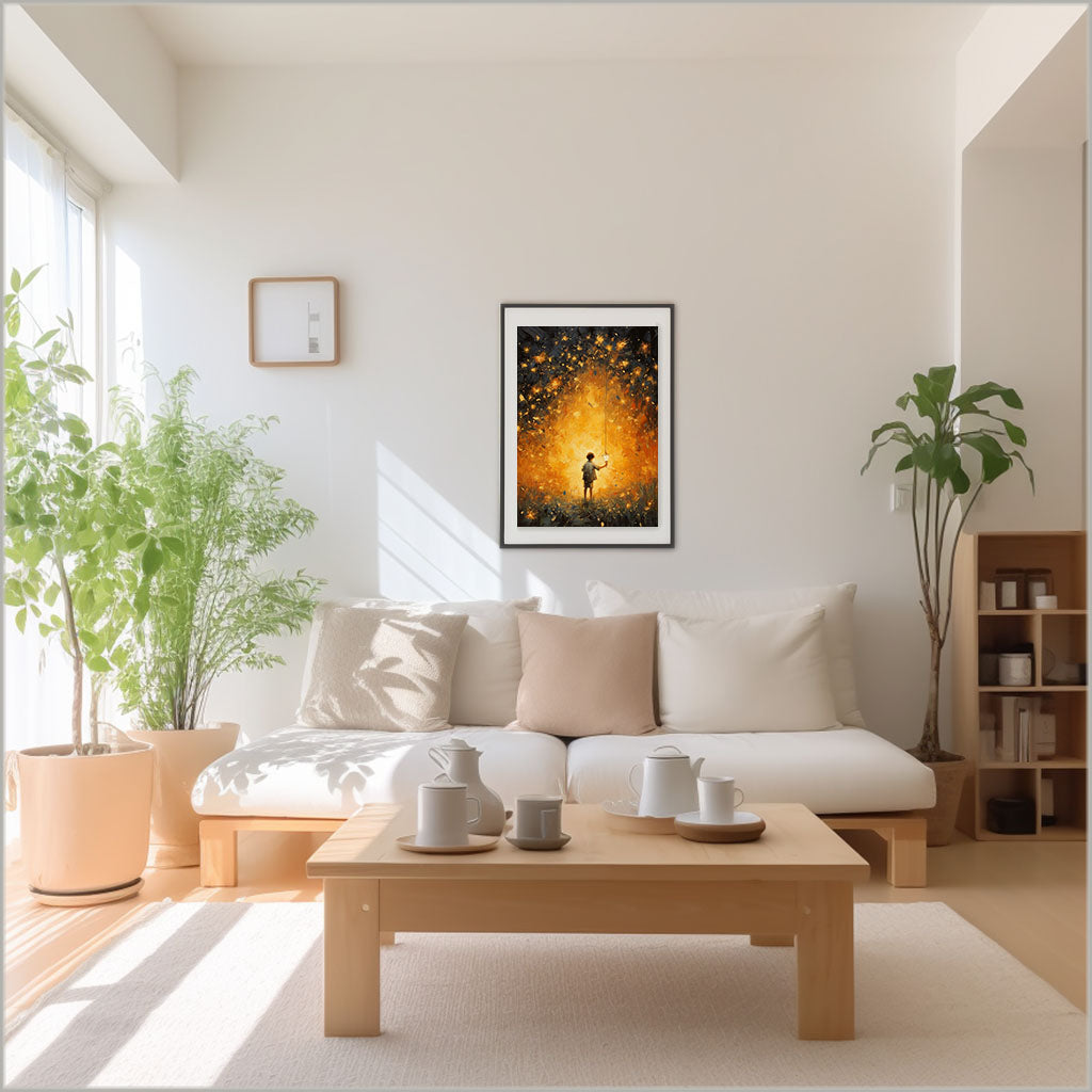 ホタルのアートポスターリビング配置イメージ