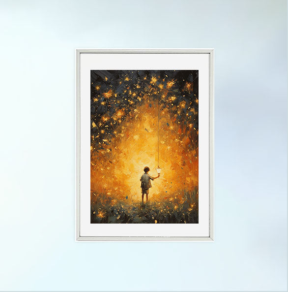 ホタルのアートポスター銀フレームあり