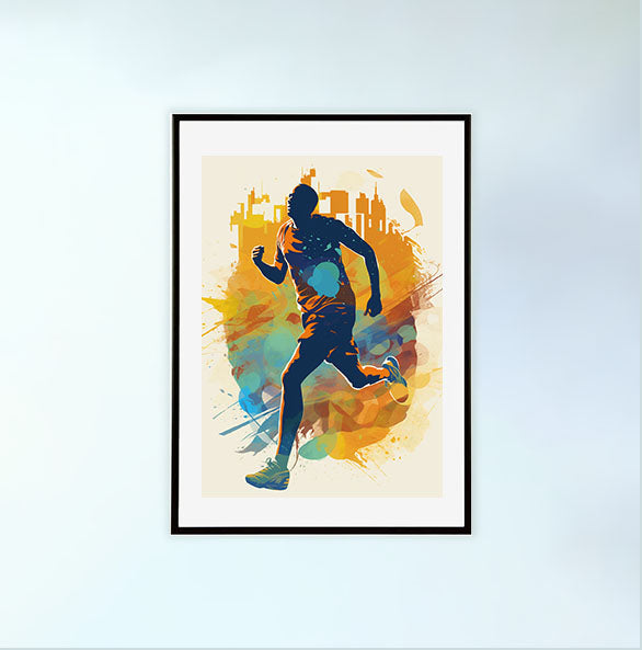 マラソンランナーのアートポスター黒フレームあり