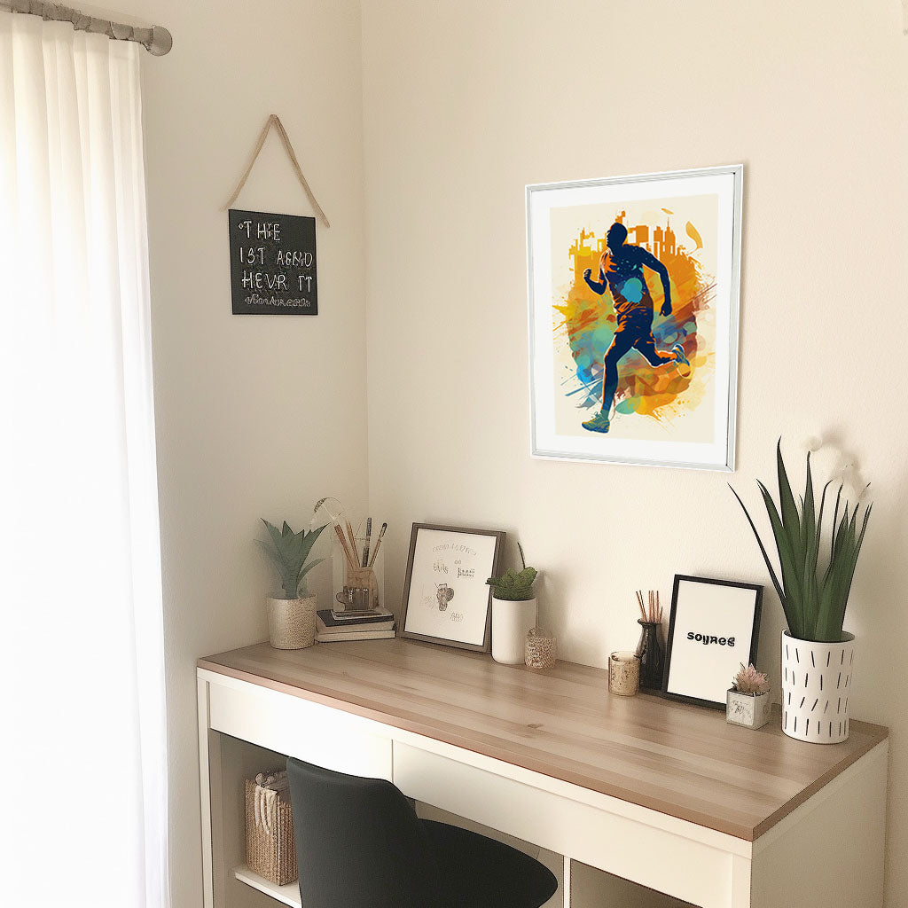 マラソンランナーのアートポスター机配置イメージ