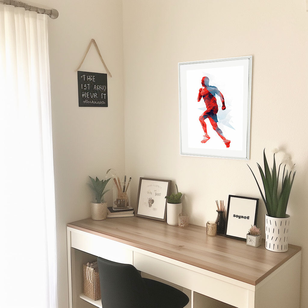 マラソンランナーのアートポスター机配置イメージ