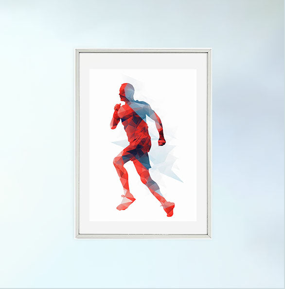 マラソンランナーのアートポスター銀フレームあり