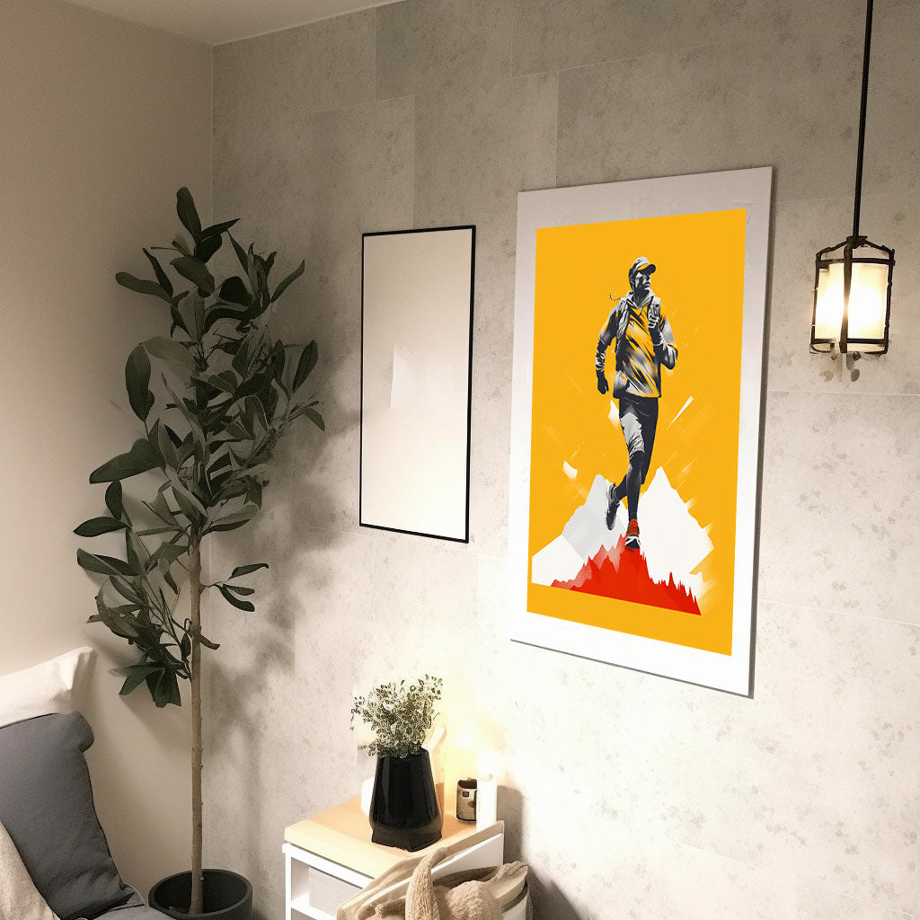 マラソンランナーのアートポスター廊下配置イメージ