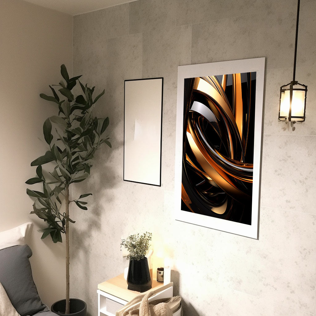 メタリックのアートポスター廊下配置イメージ