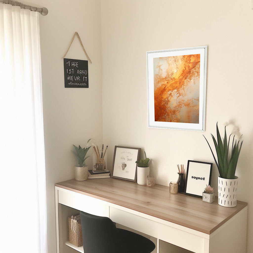 メタリックのアートポスター机配置イメージ