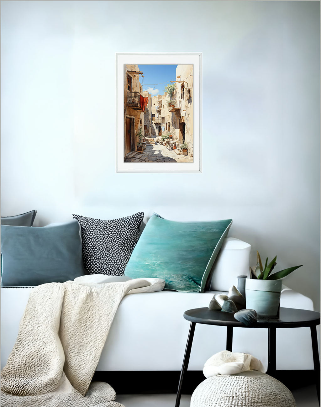 蚊取り線香のアートポスターソファ配置イメージ