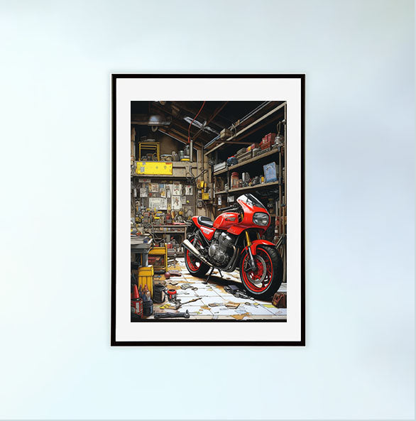 バイクのアートポスター黒フレームあり