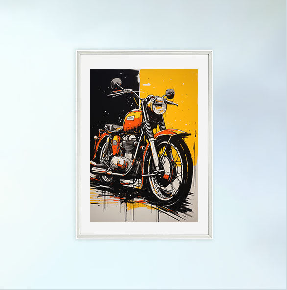 バイクのアートポスター白フレームあり