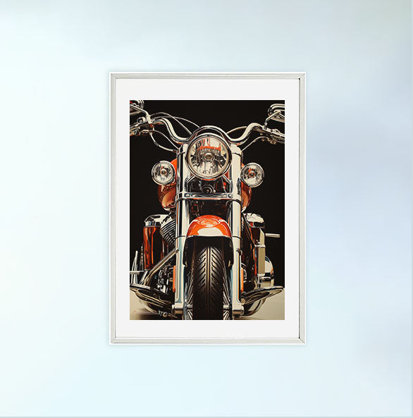 バイクのアートポスター白フレームあり