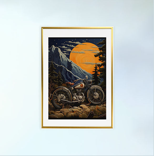 バイクのアートポスター金フレームあり