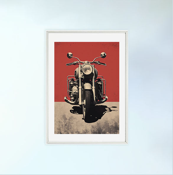 バイクのアートポスター白フレームあり