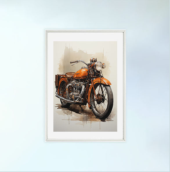 バイクのアートポスター白フレームあり