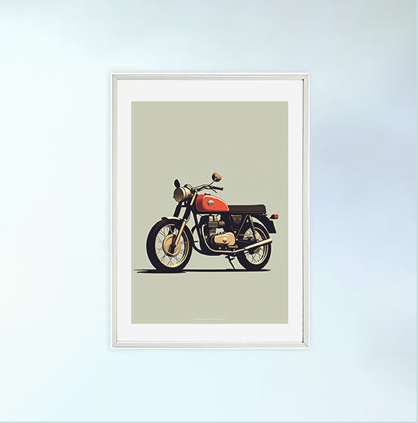 バイクのアートポスター白フレームあり