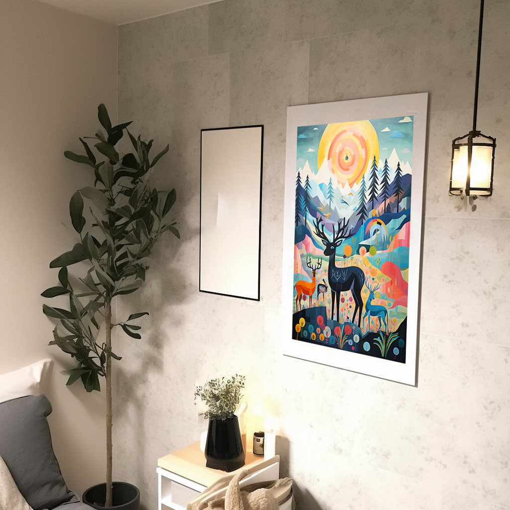 山のアートポスター廊下配置イメージ