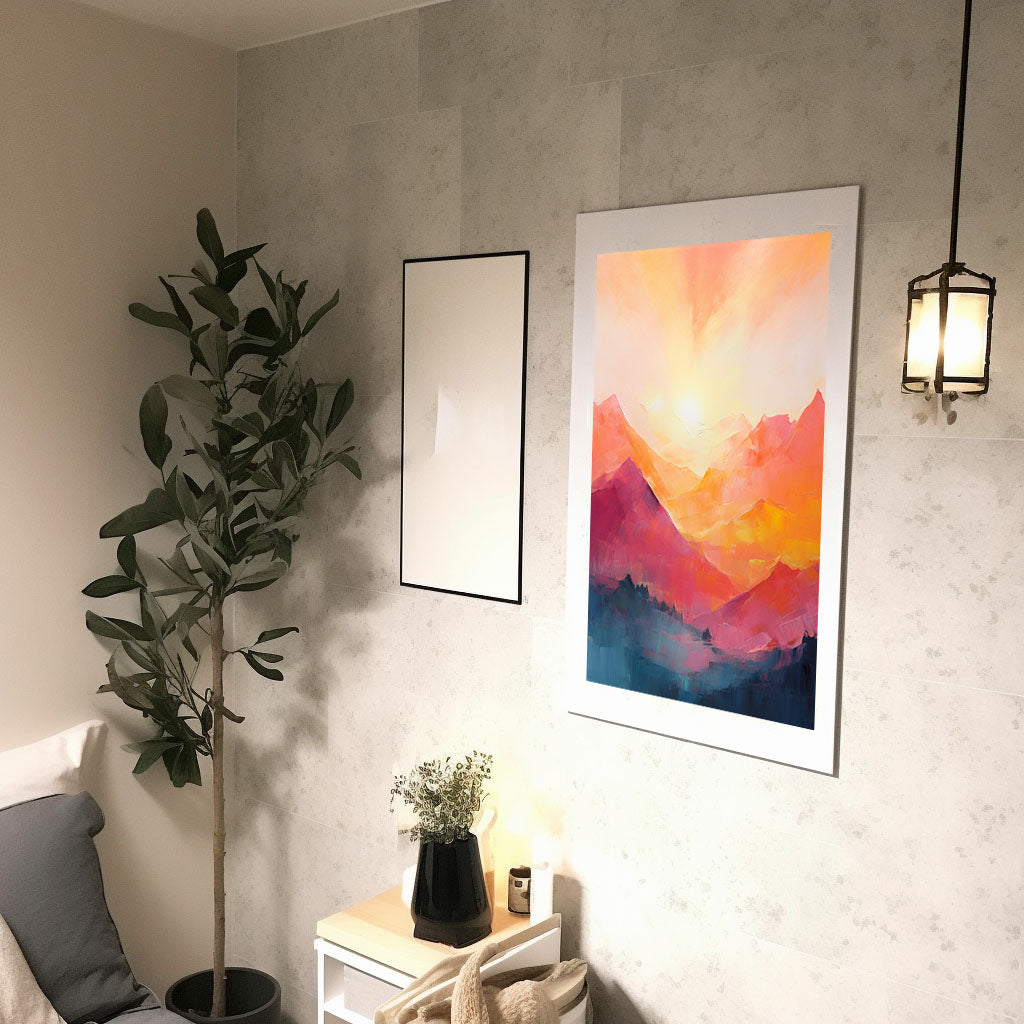 山のアートポスター廊下配置イメージ