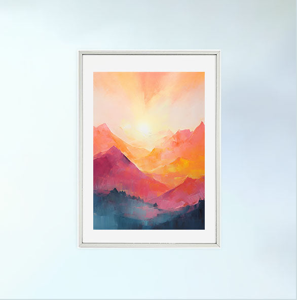 山のアートポスター銀フレームあり