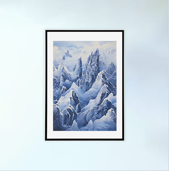 山のアートポスター黒フレームあり