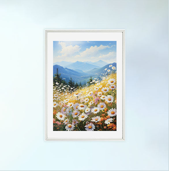 山のアートポスター白フレームあり