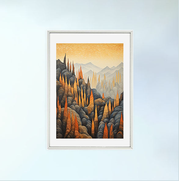 山のアートポスター銀フレームあり