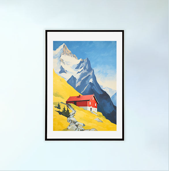 山のアートポスター黒フレームあり
